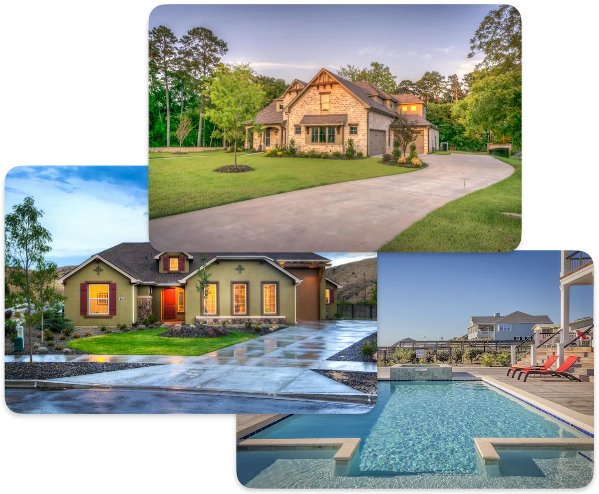 Photos showing concrete and landscape work