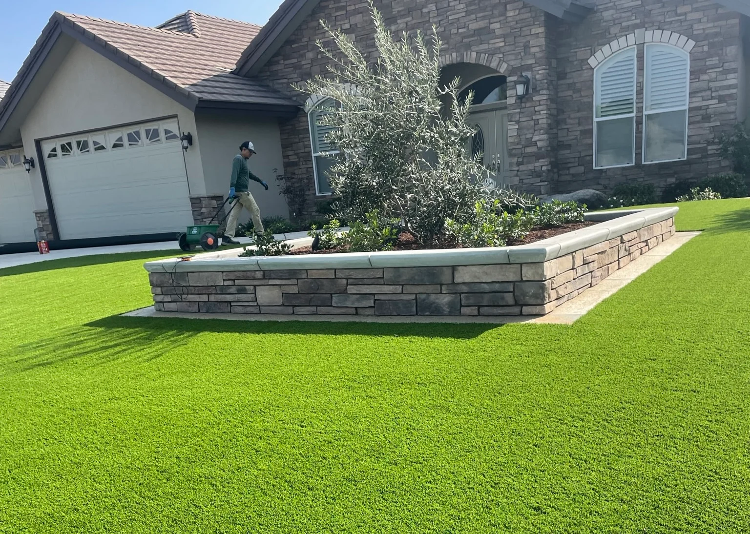 Artificial turf and garden installation