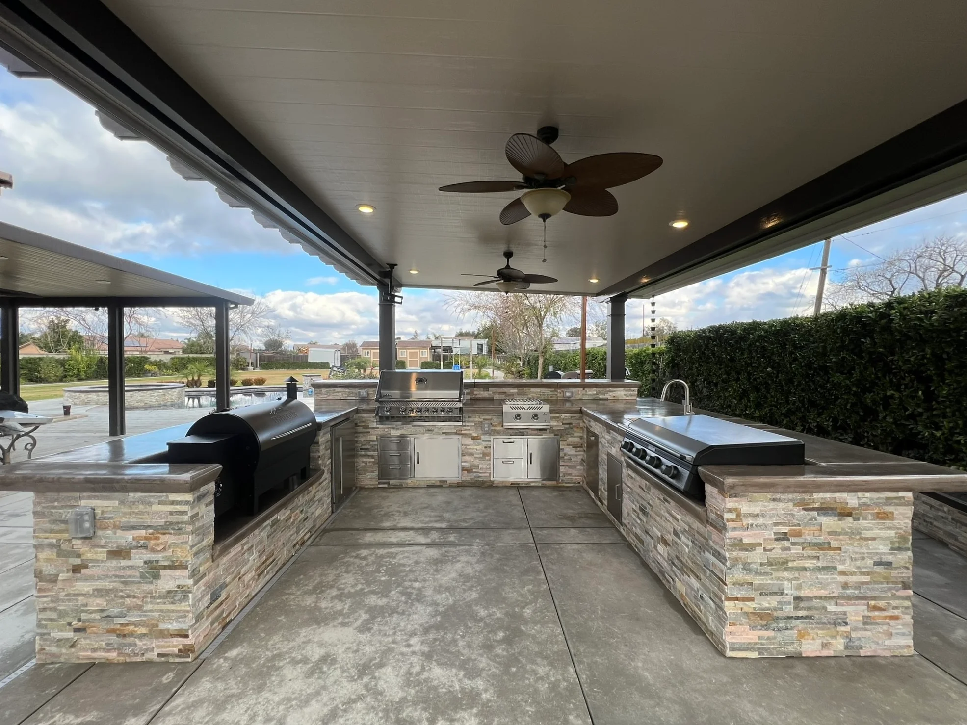 Covered outdoor kitchen