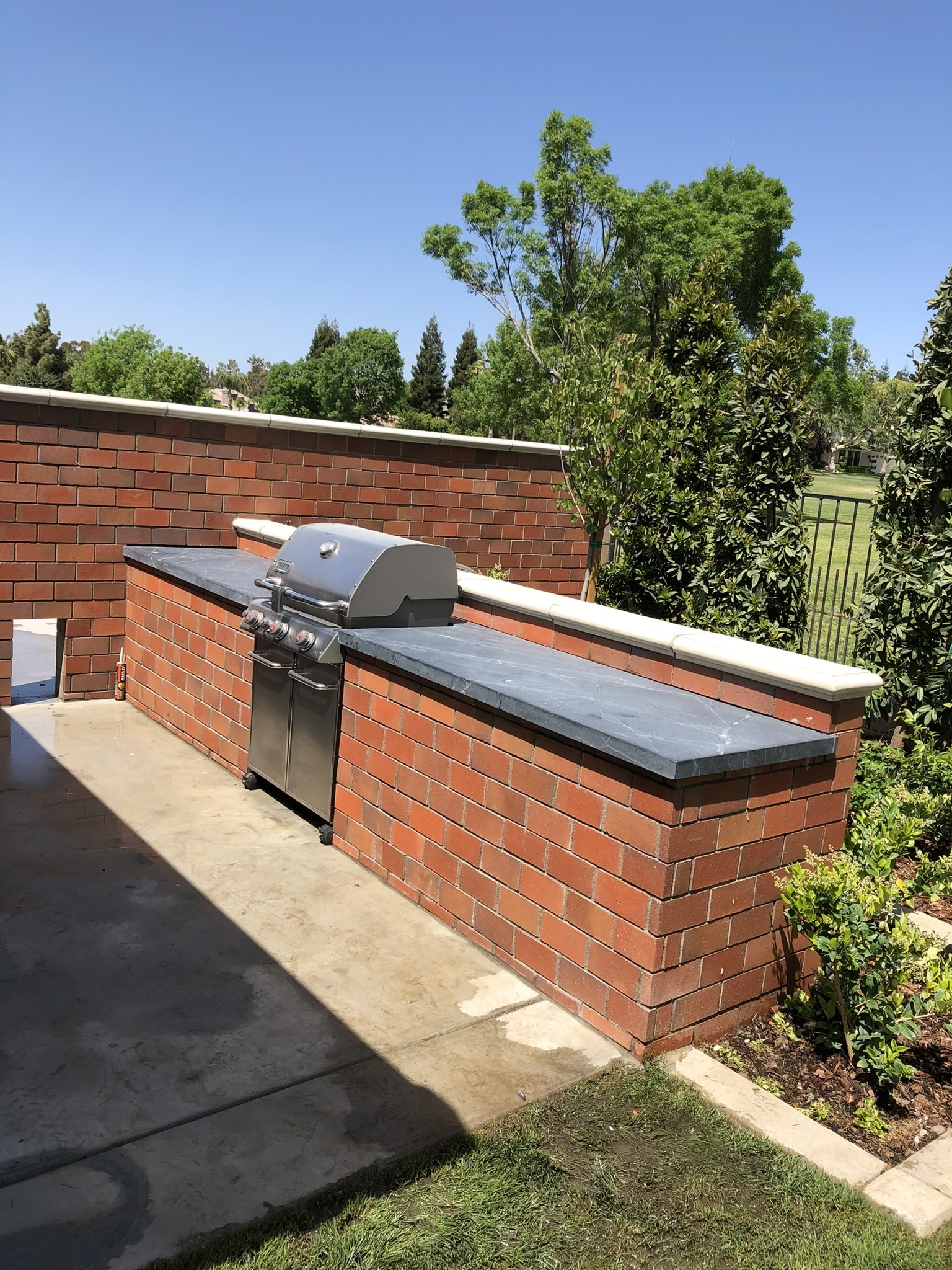 Custom fire pit with outdoor seating area